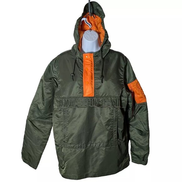 ALPHA INDUSTRIES SEAFARER anorak Sz S SAGE & ORANGE REMOVE B4 FLIGHT HIGH END !! - Picture 6 of 16